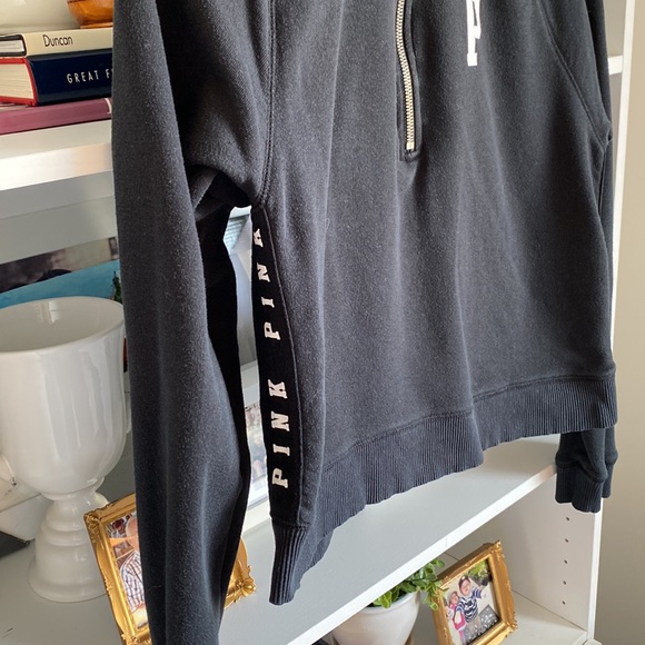 Black Half-Zip Sweatshirt by PINK - Picture 2 of 5